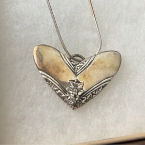 Elegant Silver Heart Spoon Necklace